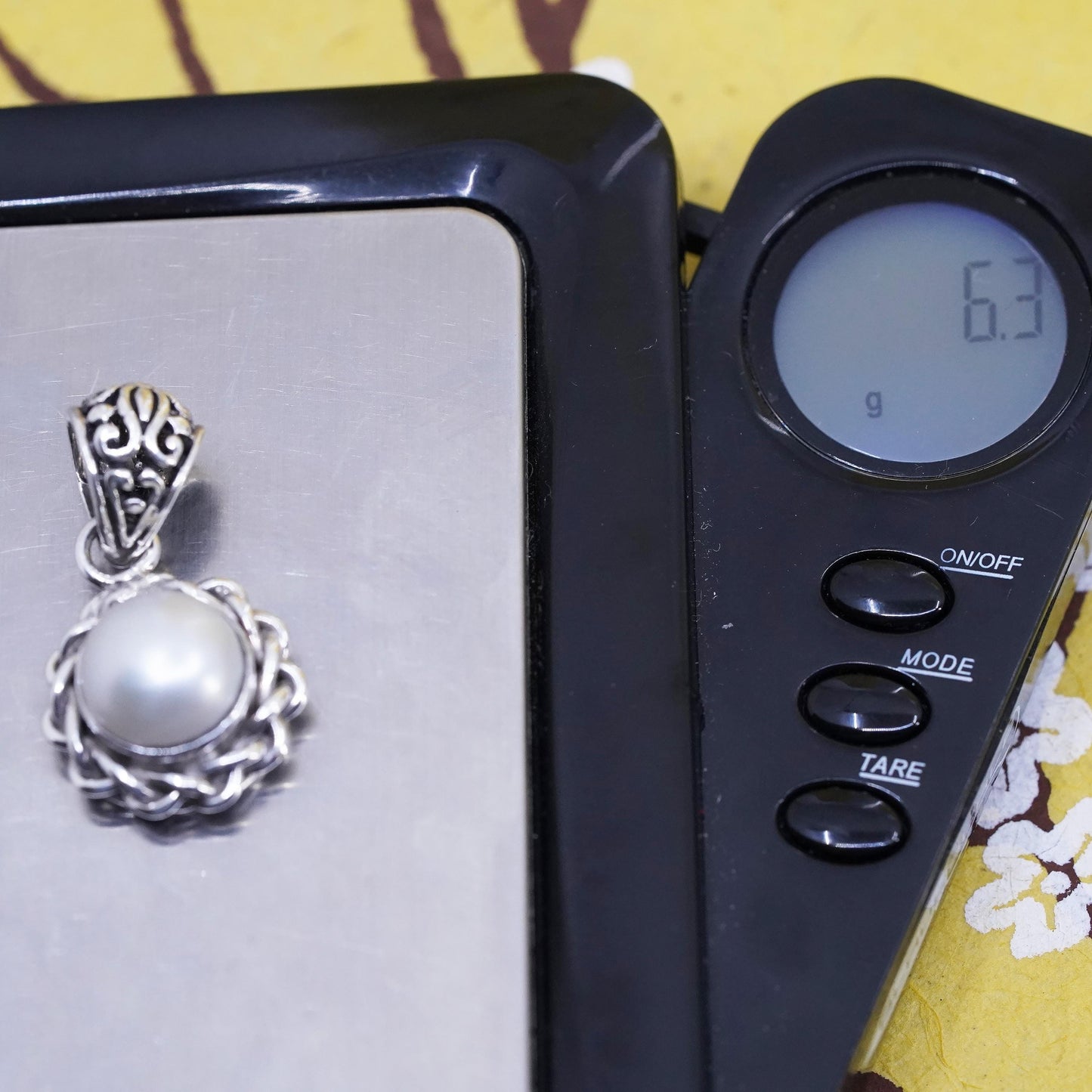 Vintage Sterling 925 silver handmade filigree pendant with pearl