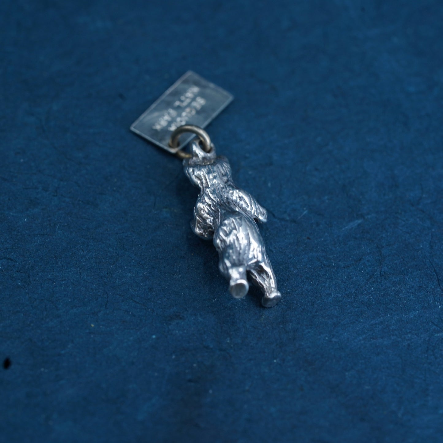 Native American bell trading post sterling silver pendant, 925 bear charm