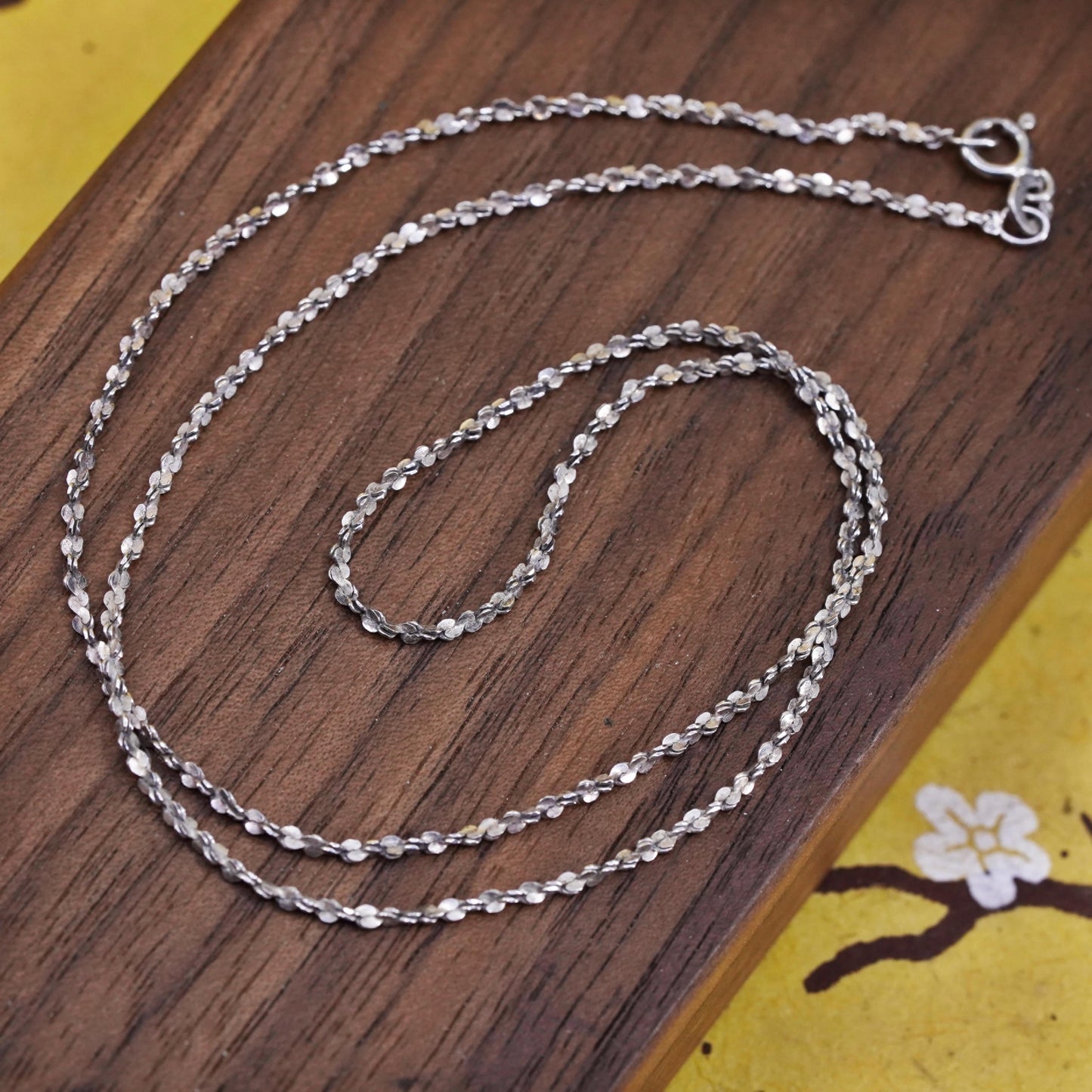 18" 2mm, vintage Sterling silver twisted nugget link chain, 925 necklace