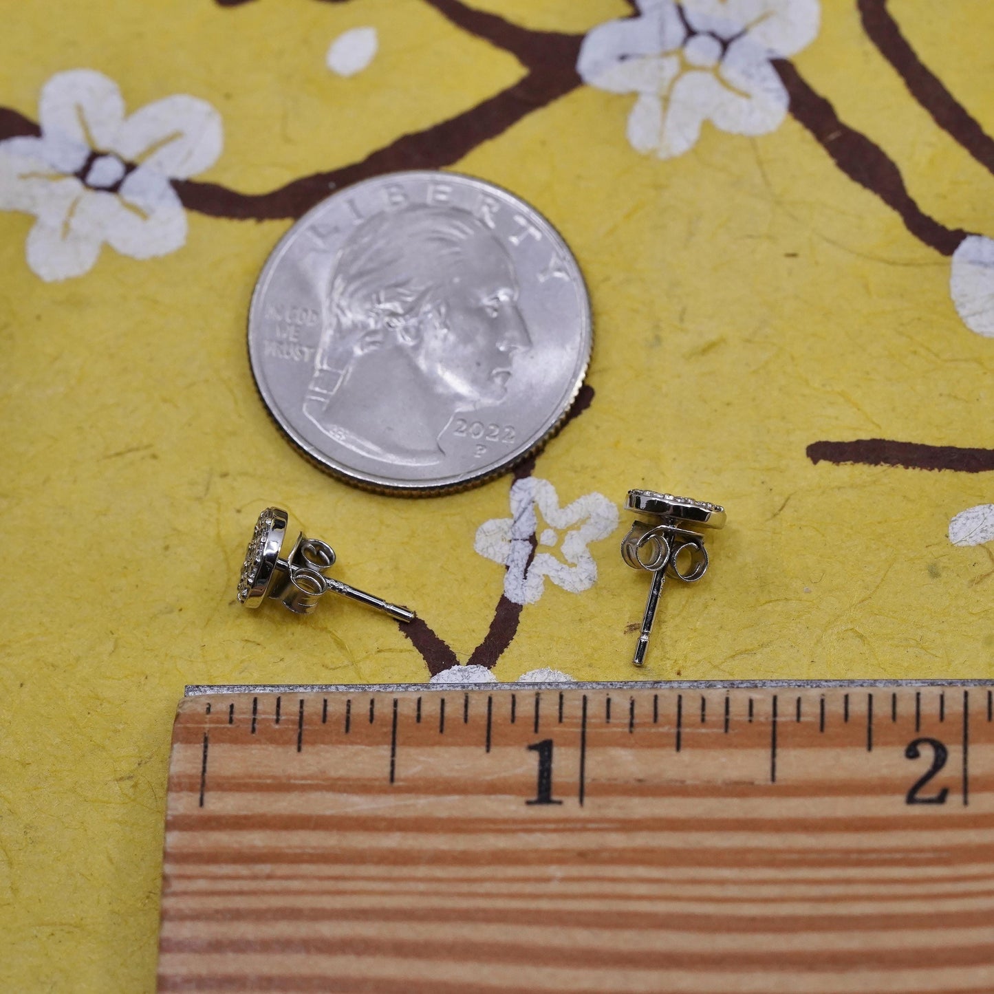 Vintage Sterling 925 silver cluster Cz studs, Swarovski earrings