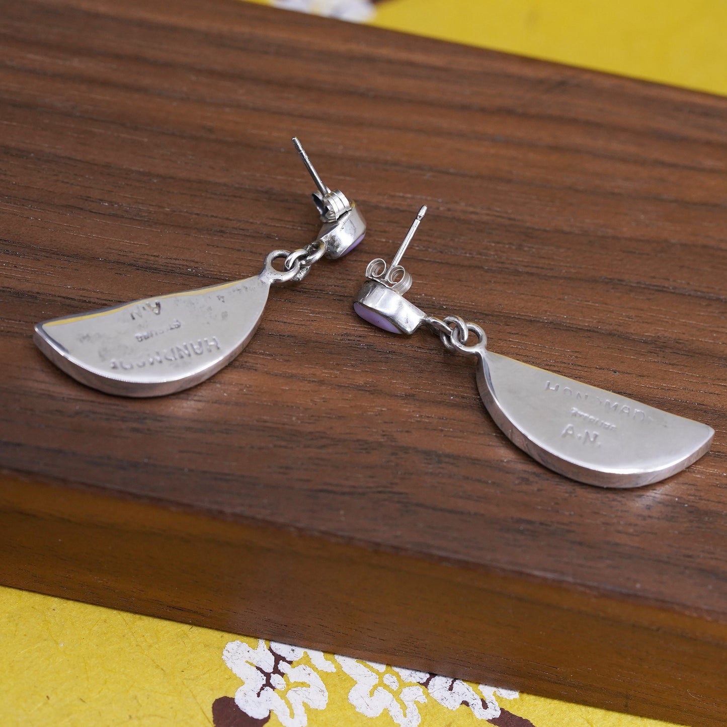 Native American Navajo Sterling silver earrings, southwestern 925 half circle