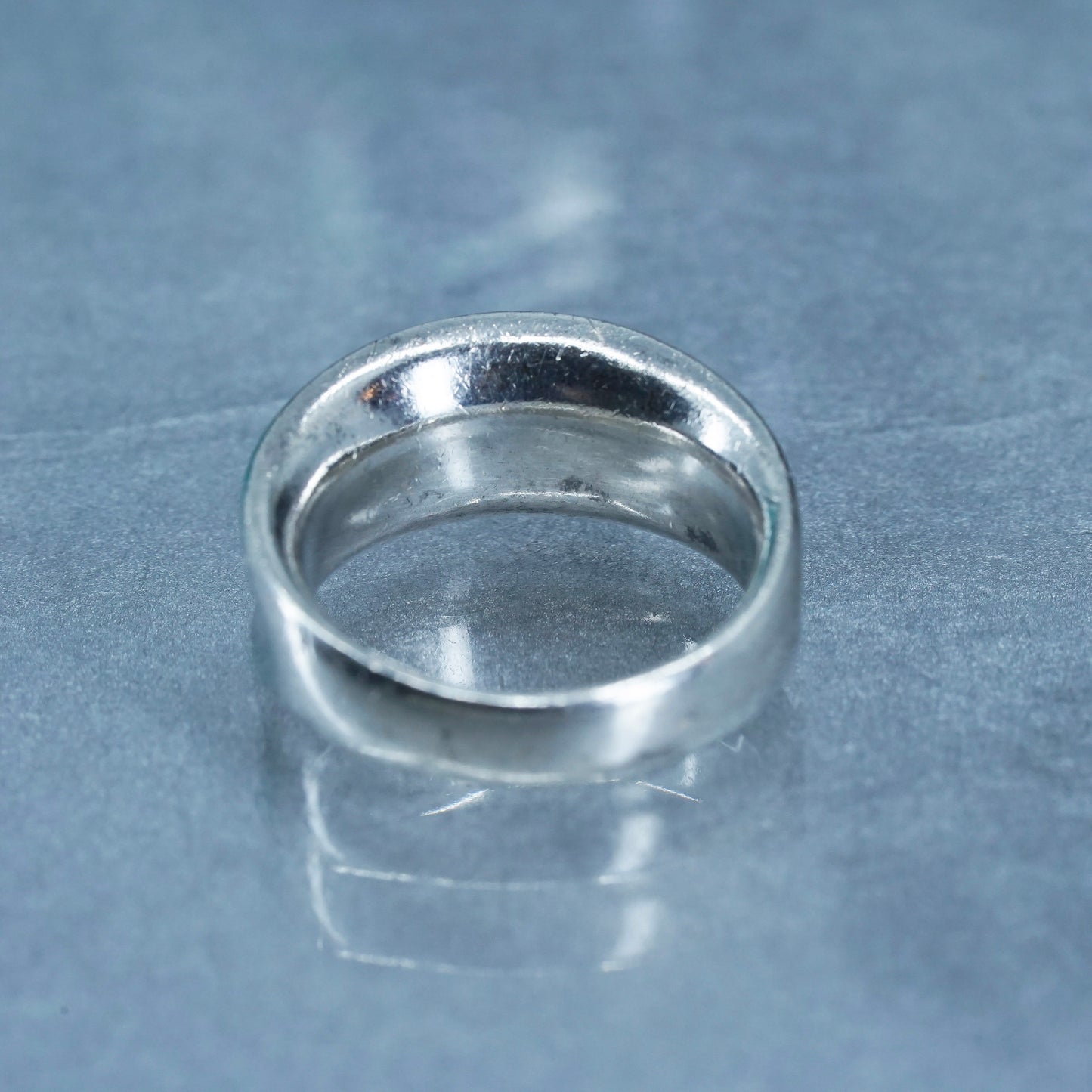 Size 8.5, vintage Sterling 925 silver handmade ring, modern ribbed band