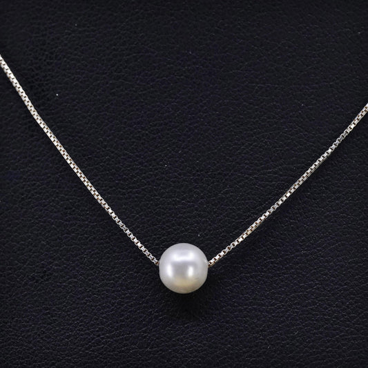 16+2”, vermeil rose gold Sterling silver necklace, 925 circle pearl pendant
