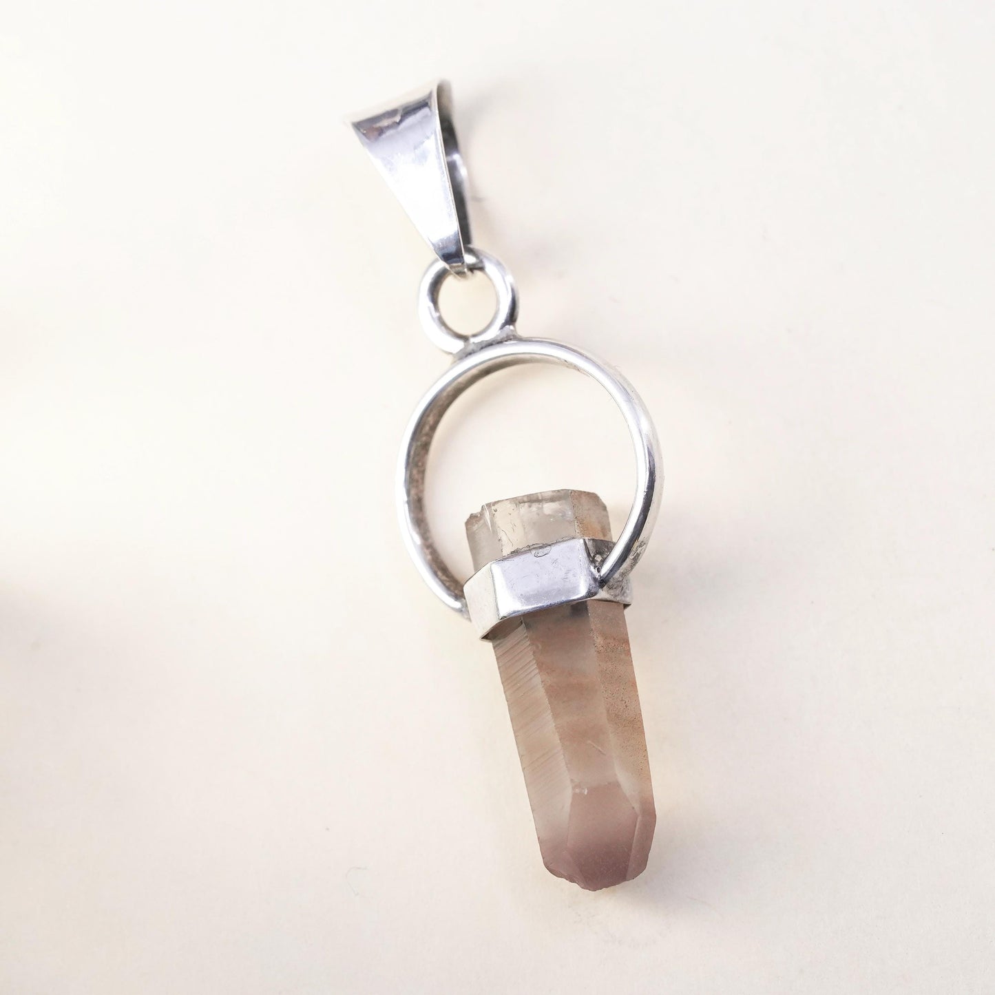 Vintage JWD sterling 925 silver handmade healing crystal pendant with citrine