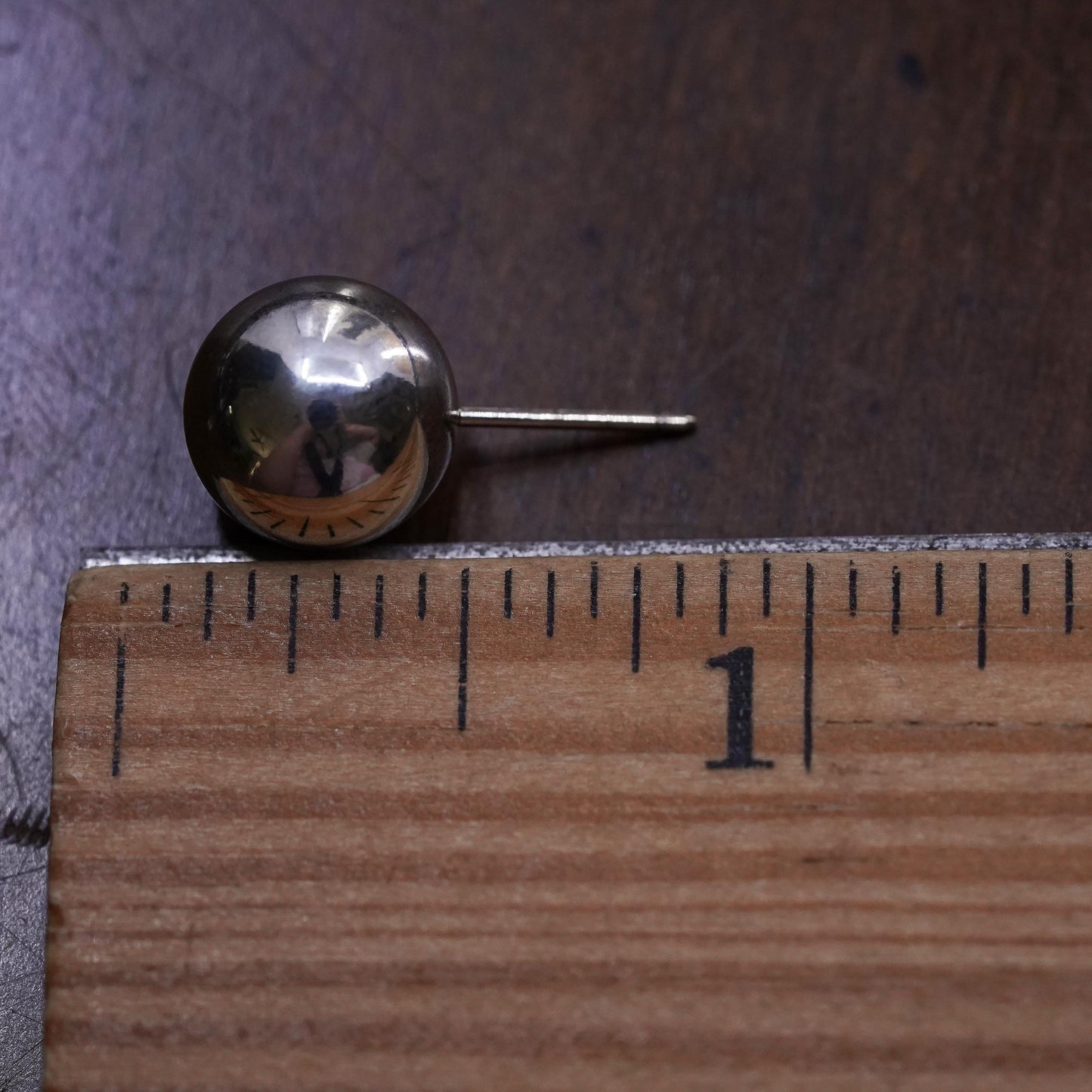 Vintage handmade single earring. Sterling 925 silver 10mm beads stud