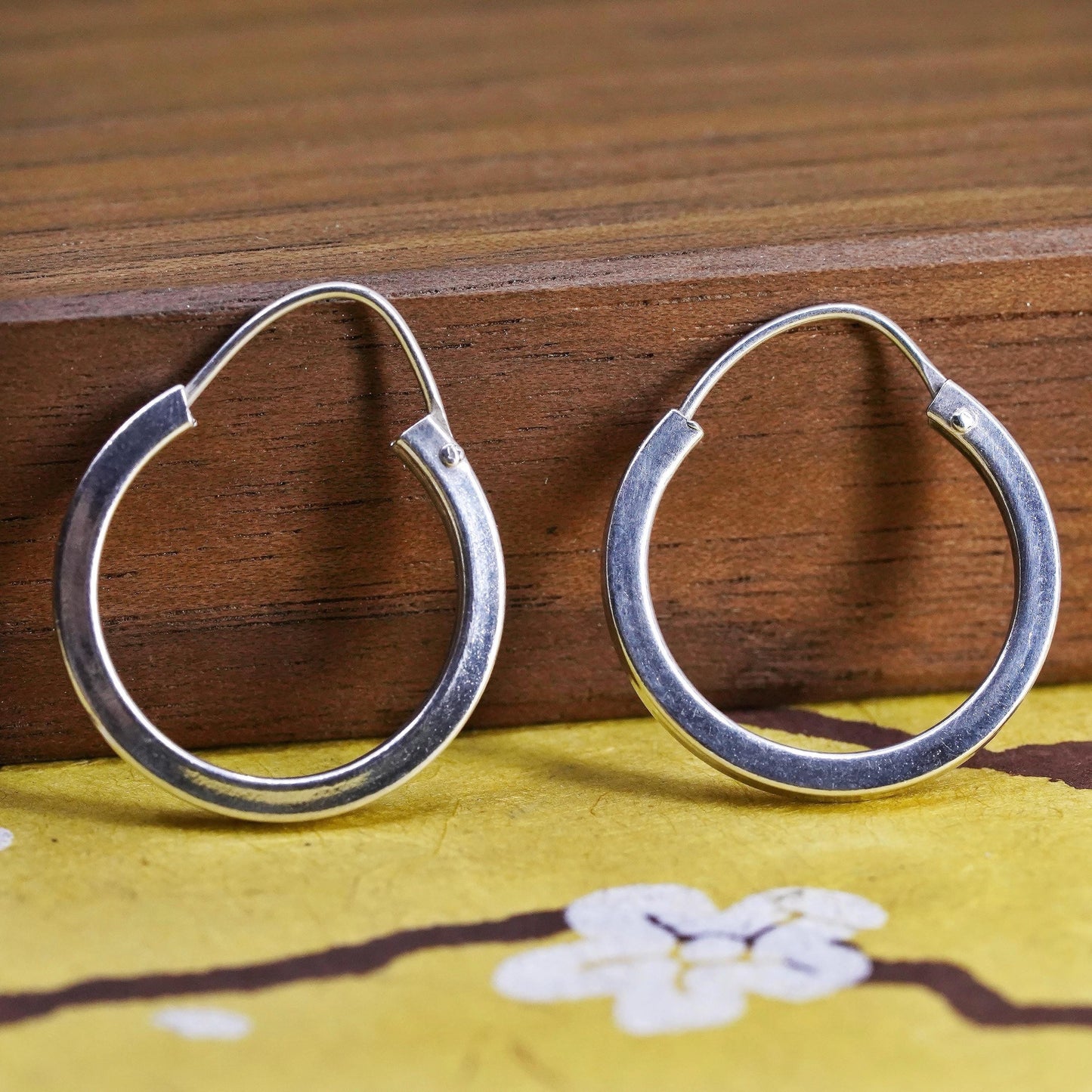 1", vintage Sterling silver handmade earrings, 925 silver hoops