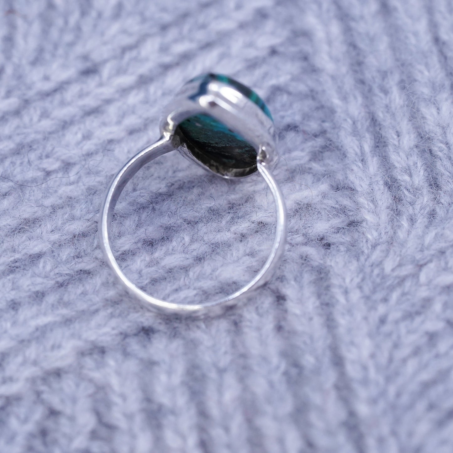 Size 9, vintage Sterling 925silver handmade ring with green lace agate
