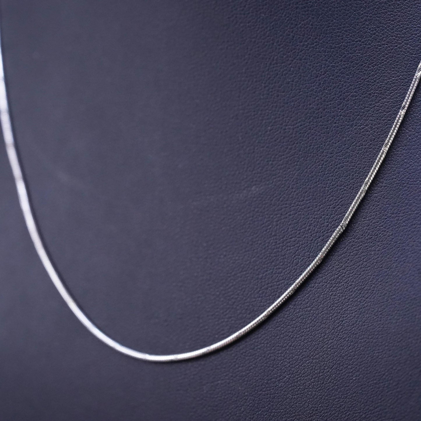 18" 1mm, vintage Italian Sterling silver textured snake chain, 925 necklace