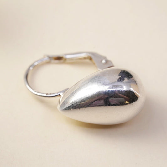 vintage modernist sterling silver 925 single teardrop earring with lever back
