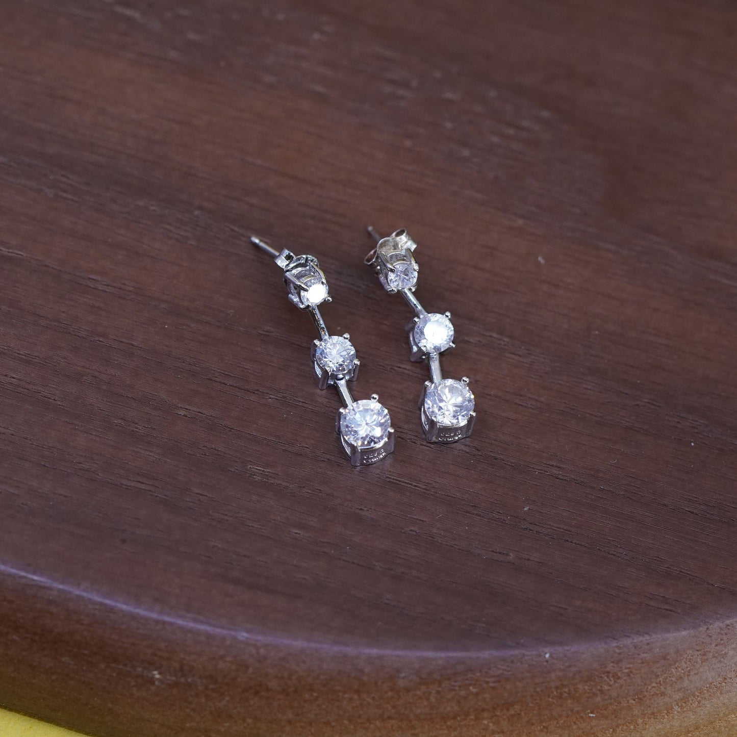 vintage Sterling 925 silver earrings with cz, stamped 925