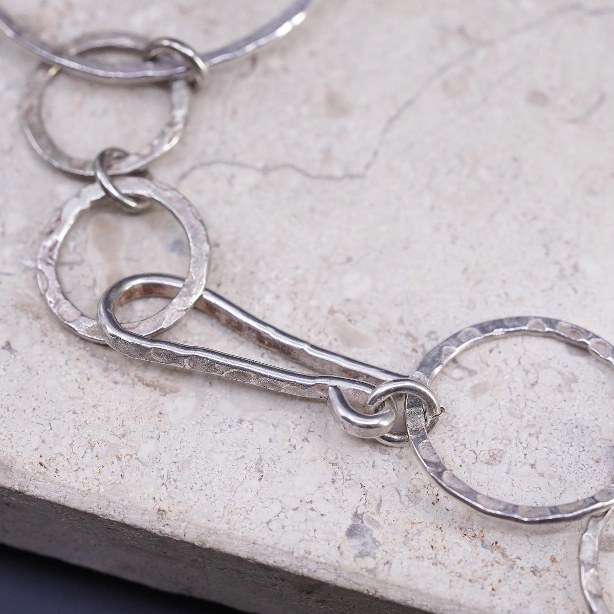 40", vintage Sterling silver extra long sweater necklace, huge 925 circle chain