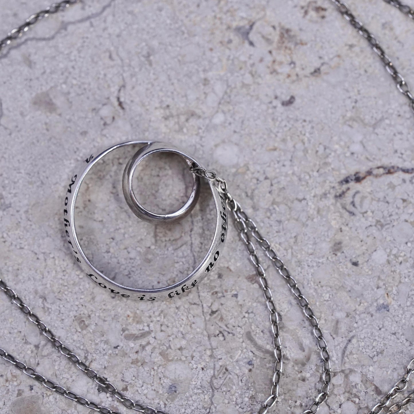19", vintage Sterling silver necklace, 925 circle chain infinity loop pendant
