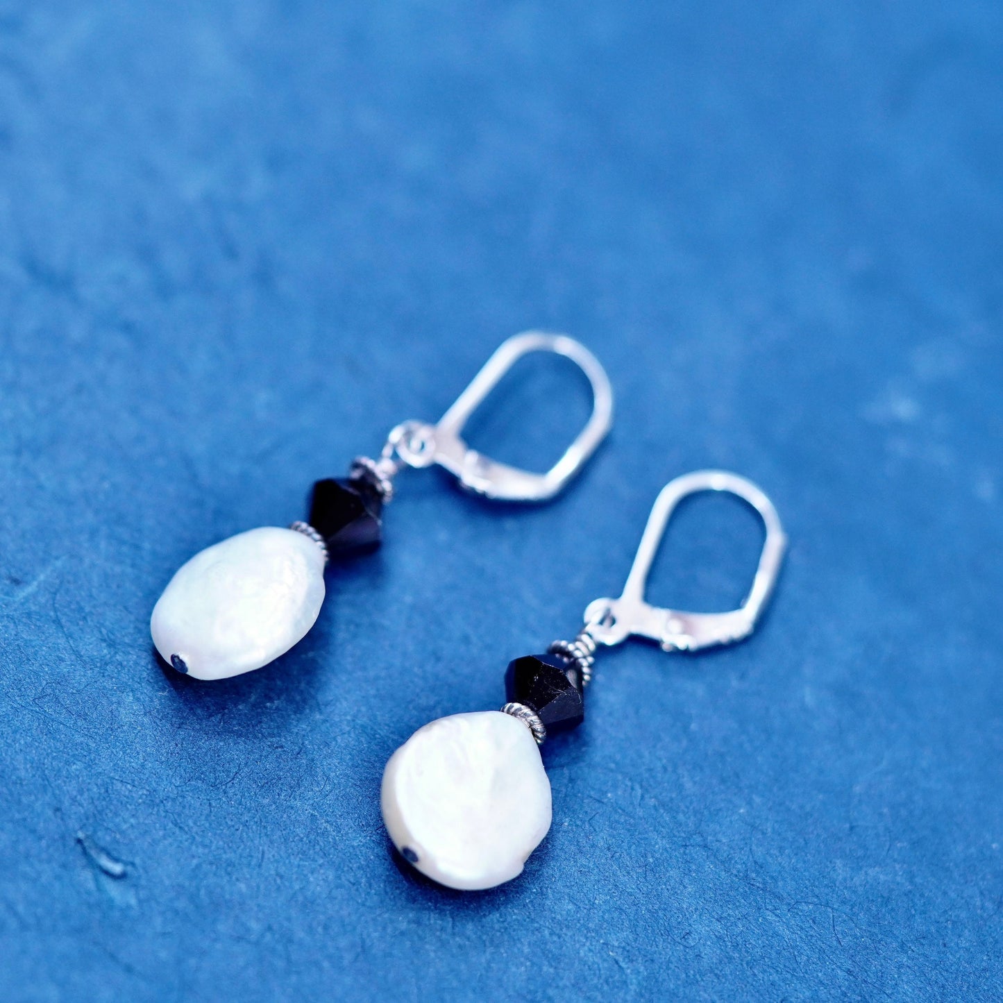 Vintage Sterling silver 925 handmade earrings with coin pearl