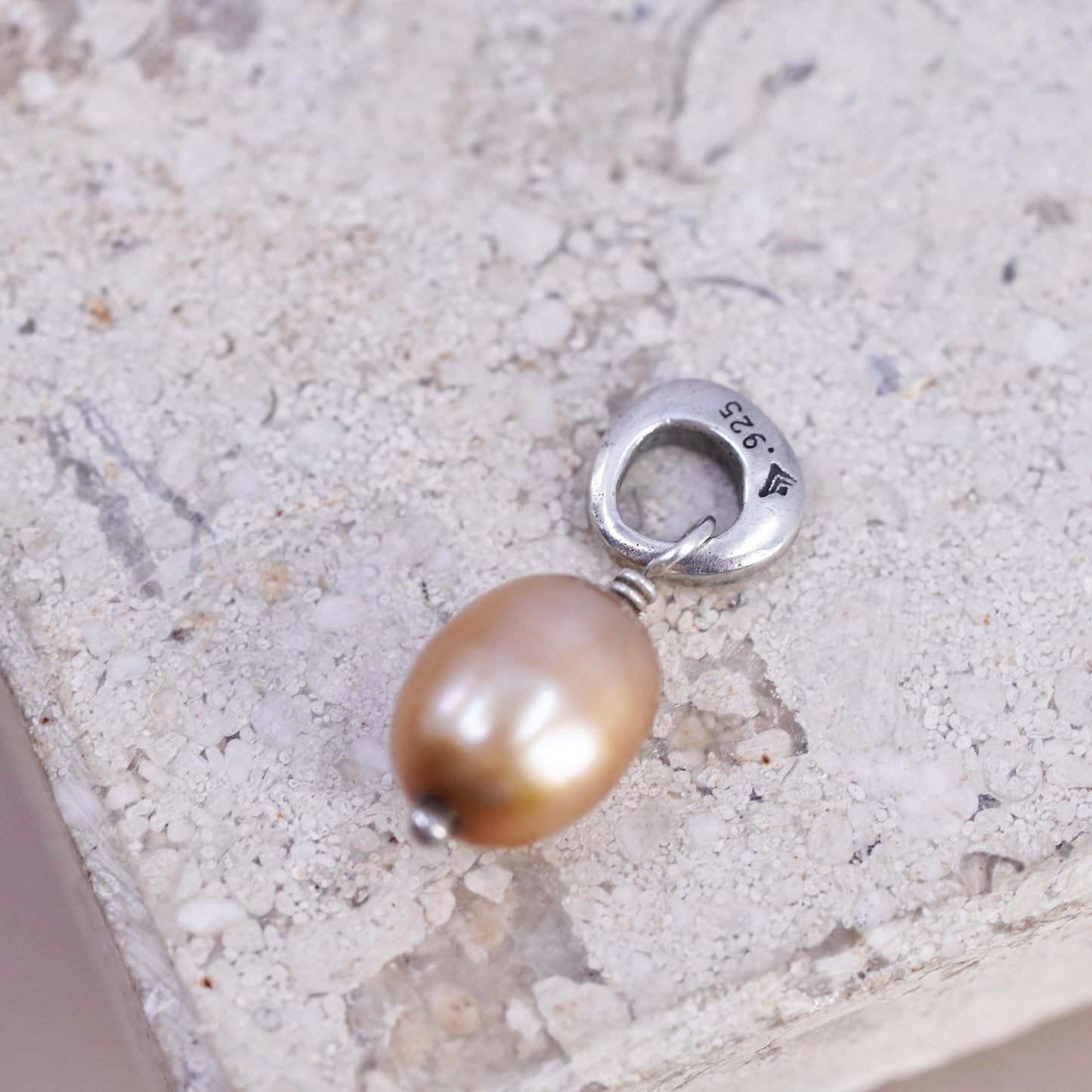 VTG Silpada sterling silver handmade pendant, 925 orange freshwater pearl charm