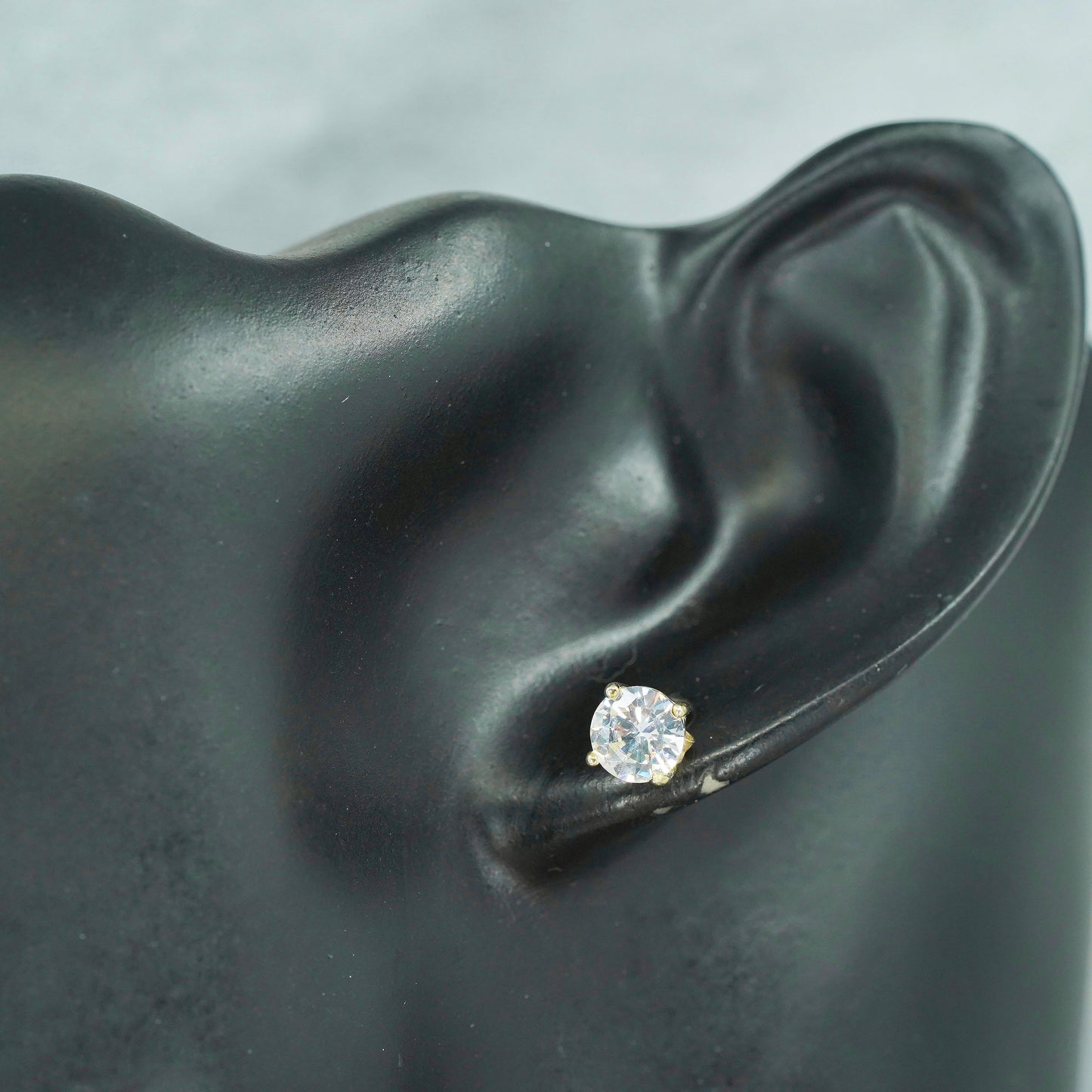 6mm Vintage rose gold Sterling 925 silver earrings, studs with round Cz