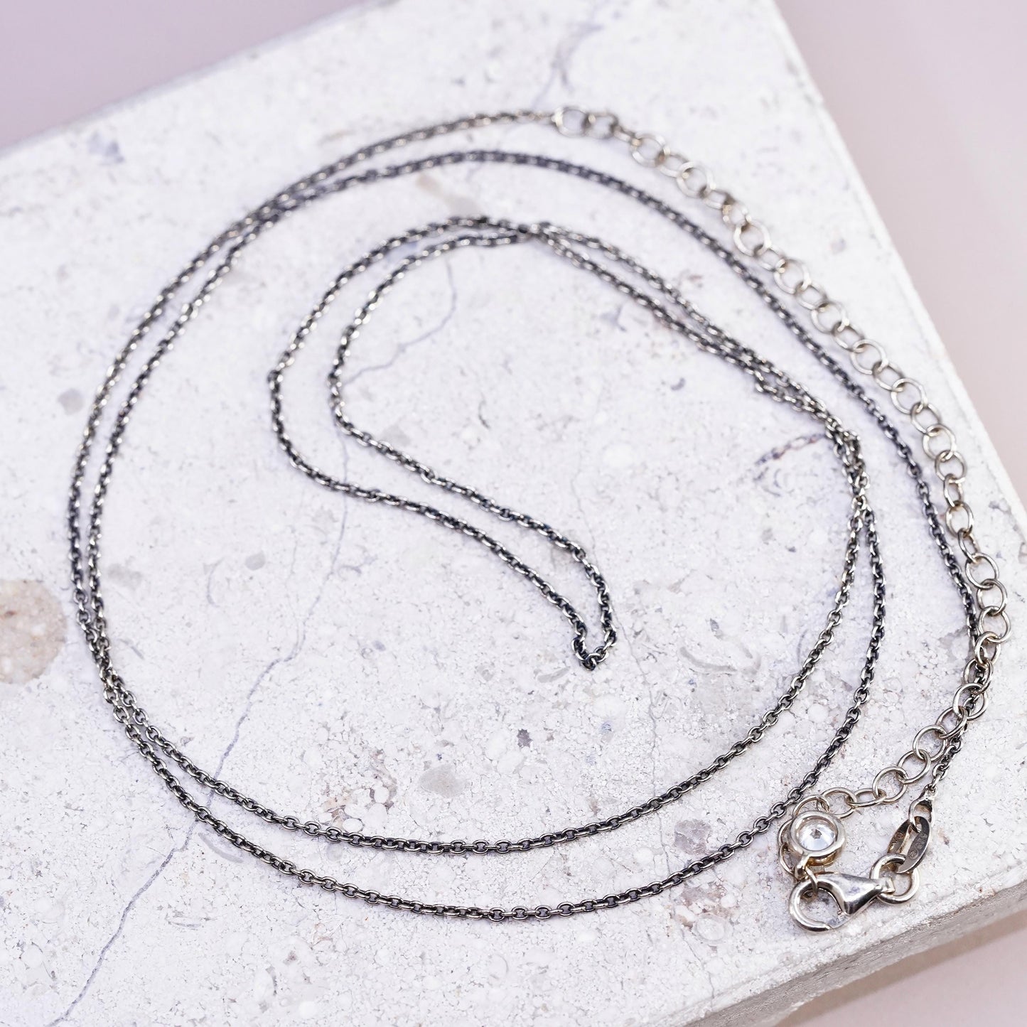 26+4", vintage Sterling silver extra long necklace, 925 circle link chain