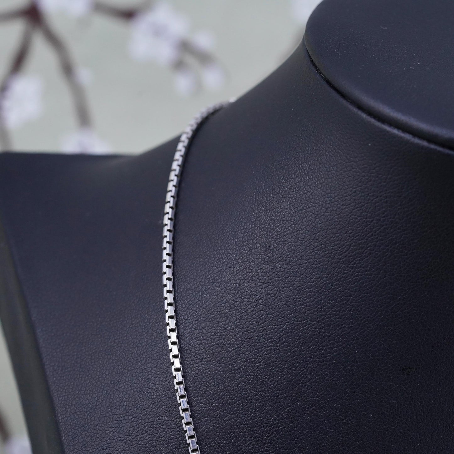 18" 2mm, Vintage sterling silver Italian 925 silver box chain, necklace