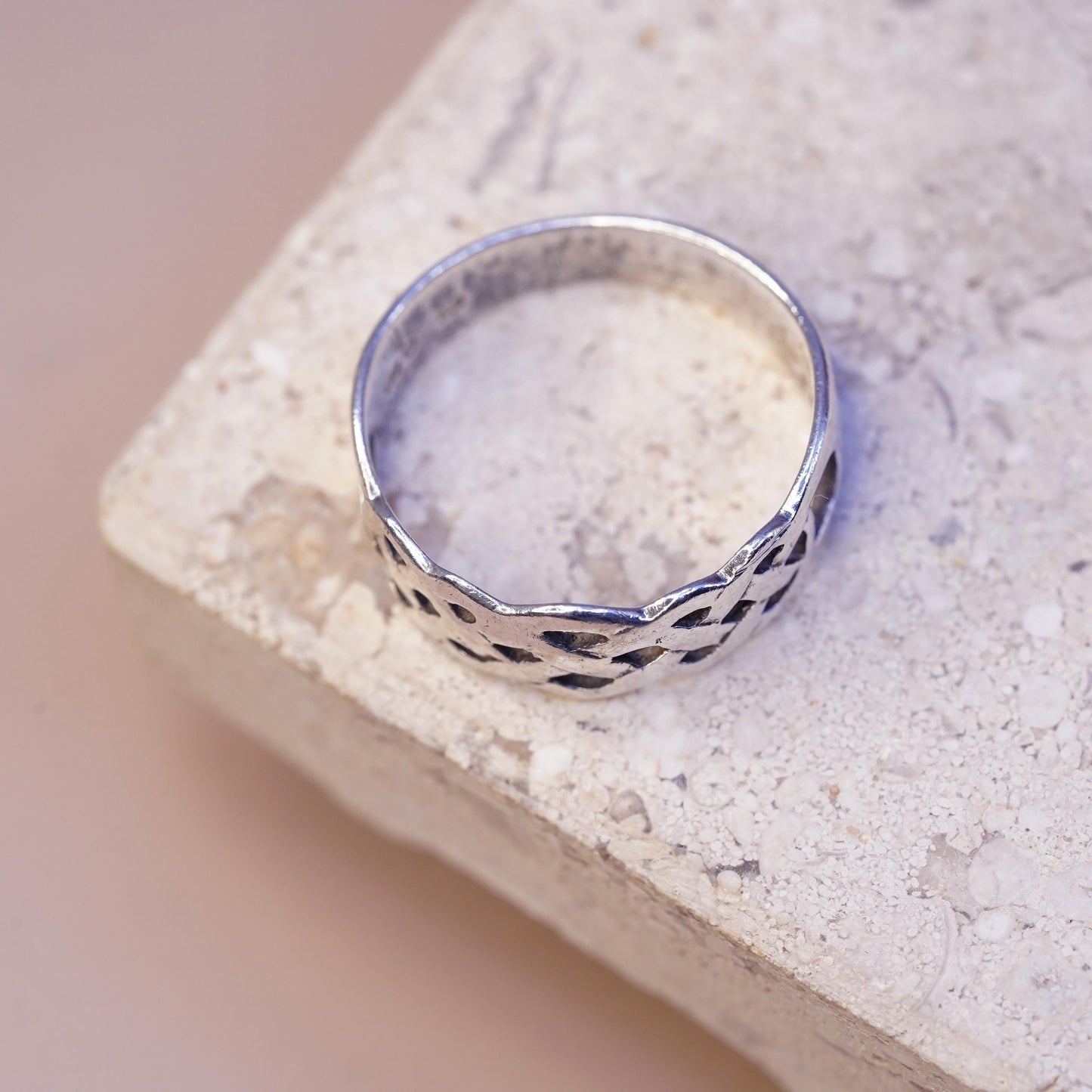 Size 7, vintage Sterling silver handmade ring, 925 Filigree band