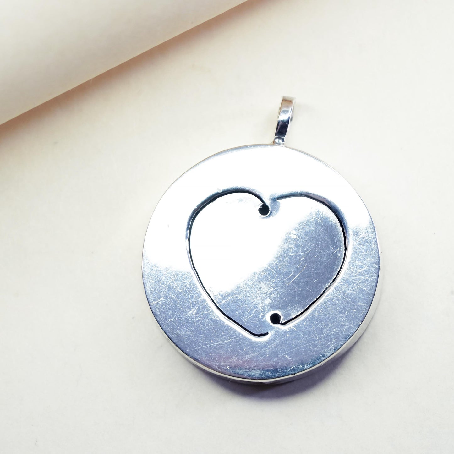 Vintage handmade sterling 925 silver handmade heart cutout pendant