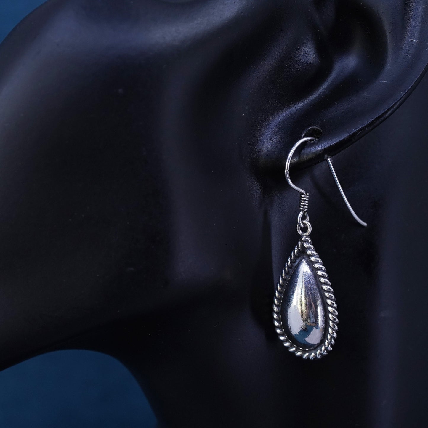 Vintage Sterling silver Handmade earrings, 925 teardrop dangles