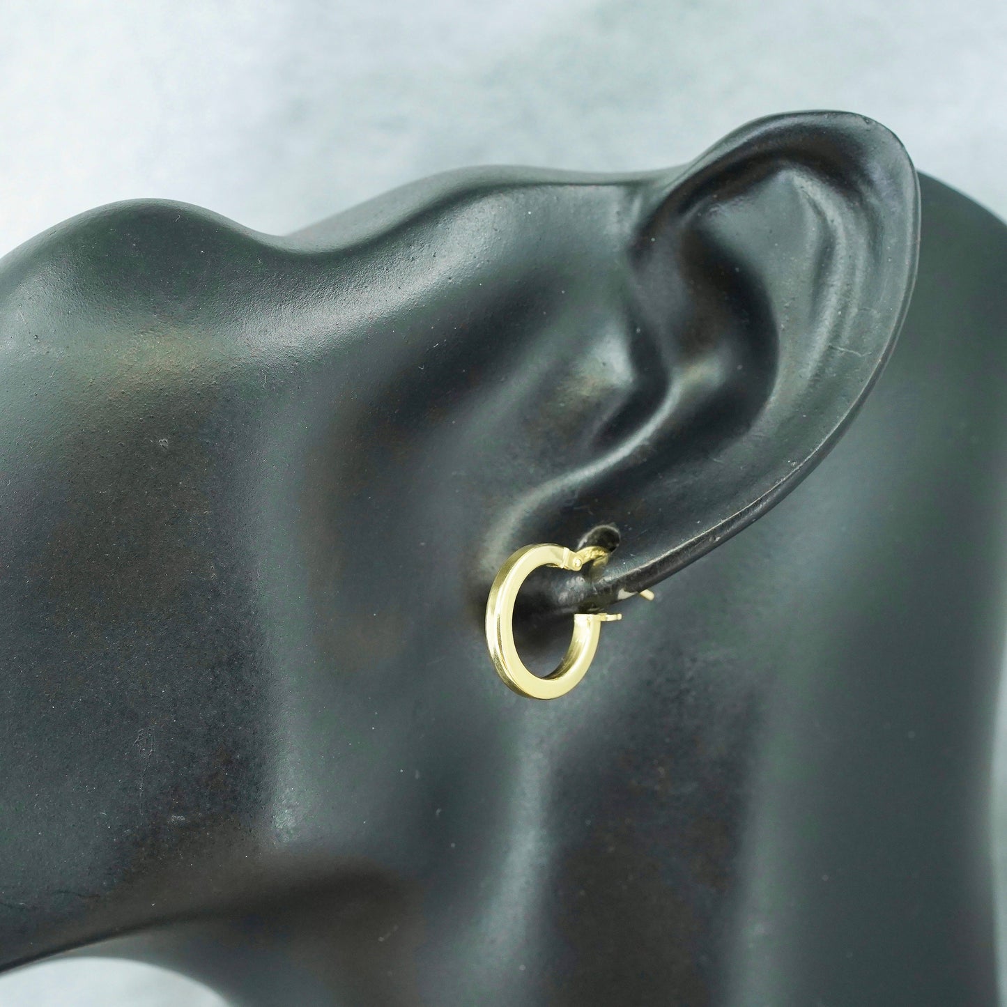 0.5”, Italian vermeil gold over Sterling silver earrings, 925 huggie hoops