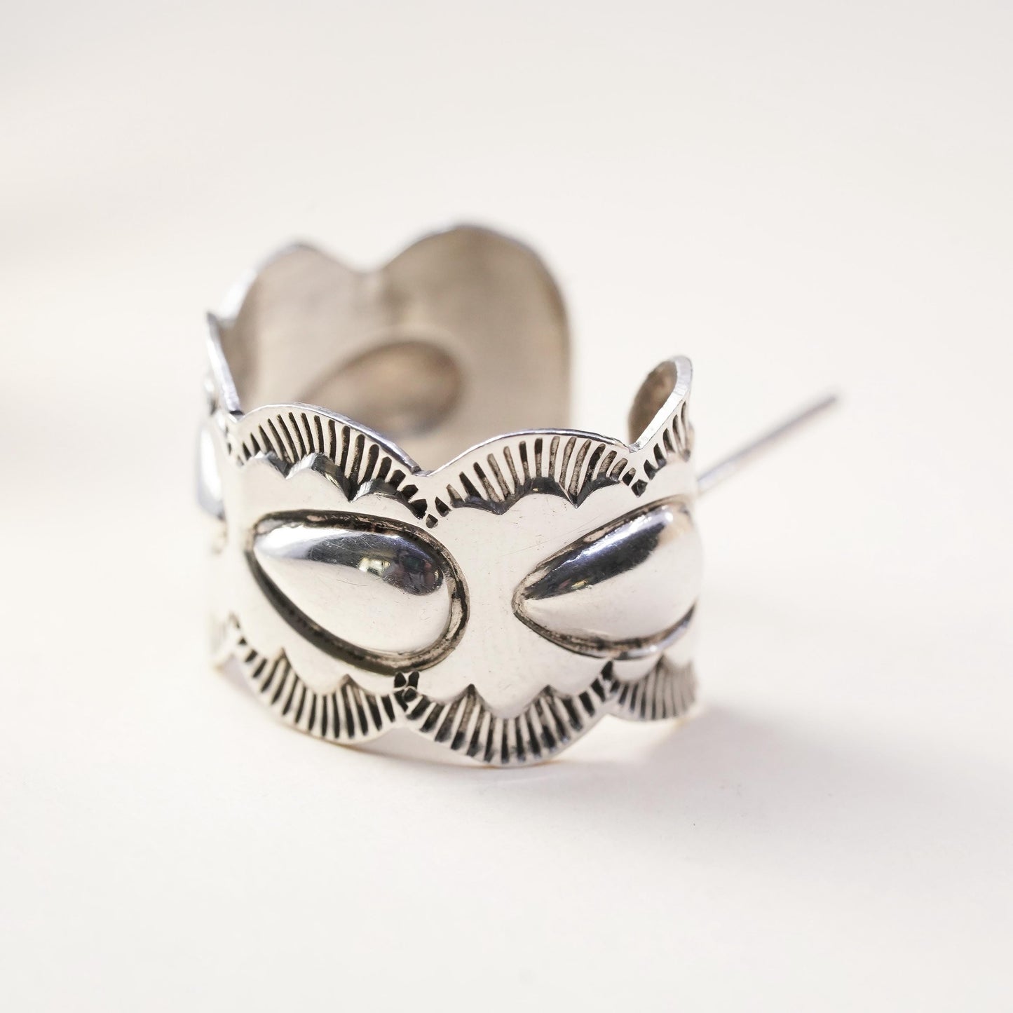 Vintage Native American single earring. Sterling 925 silver huggie stud