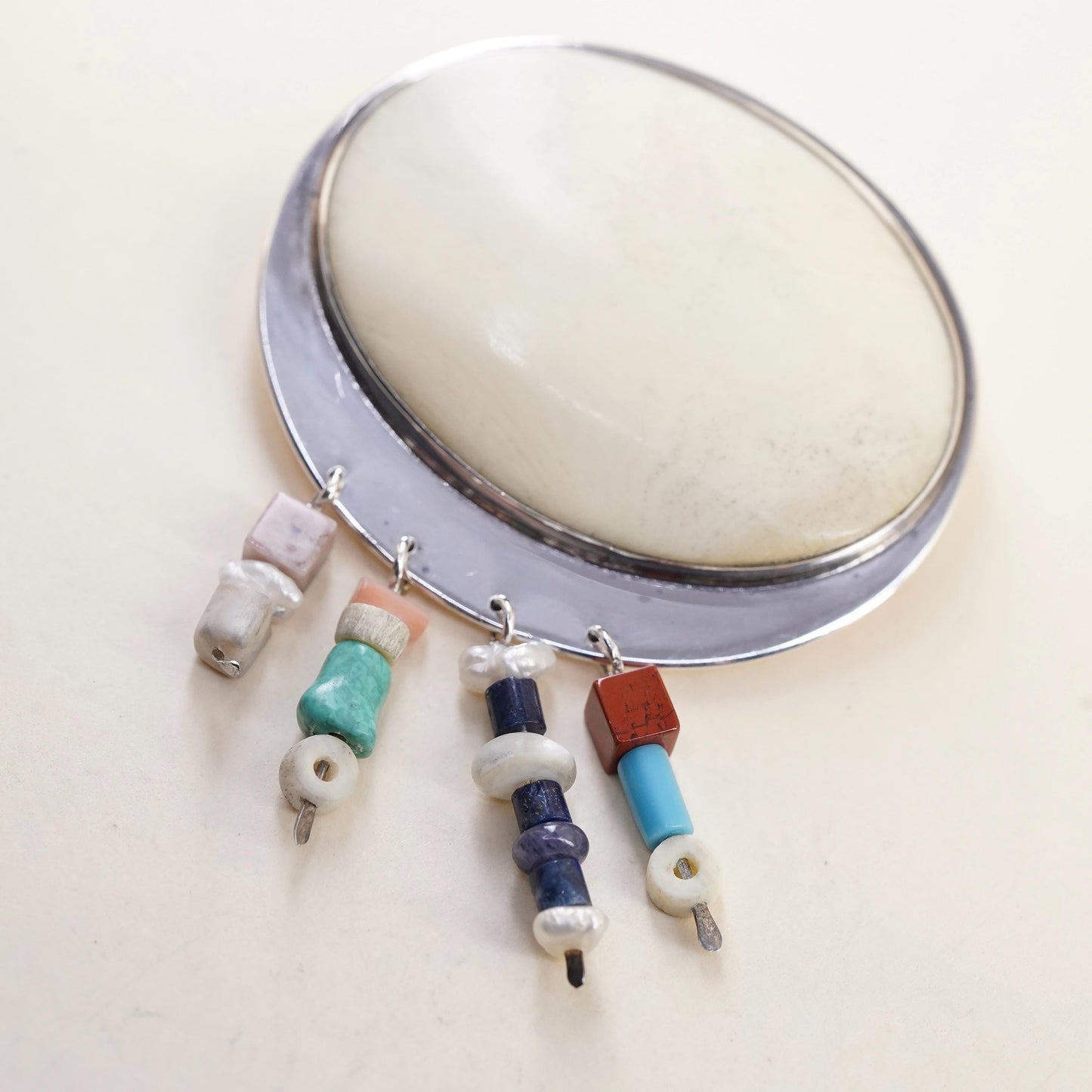 GFMW Great Falls Metal Works sterling 925 silver brooch turquoise pearl lapis
