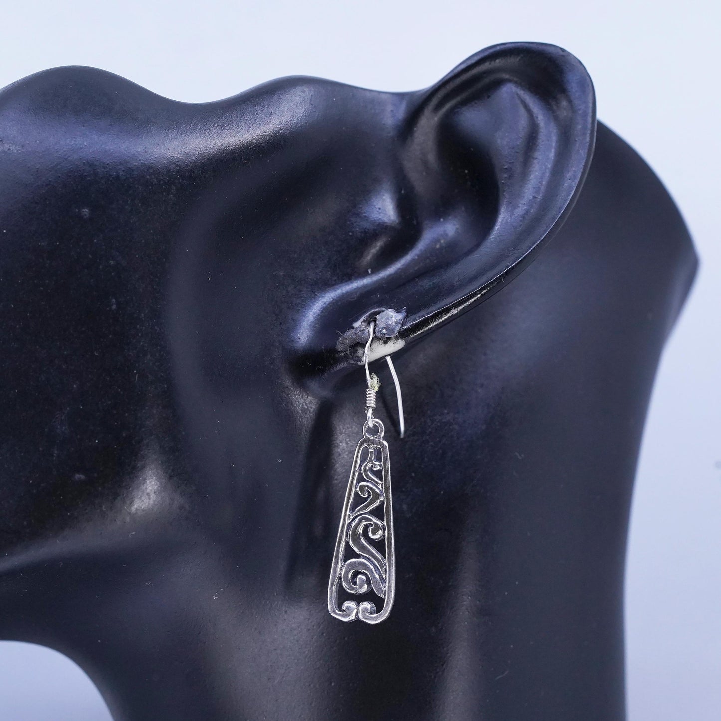 Vintage Sterling 925 silver handmade swirly earrings