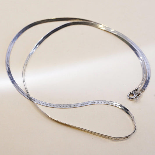 18” 2mm, Vintage Italian sterling silver necklace, 925 herringbone chain