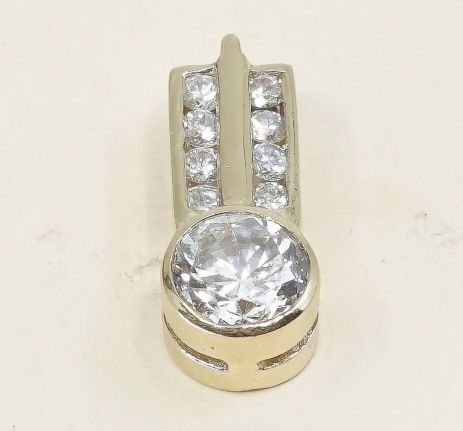 Gold over sterling silver pendant, minimalist, modernist, 925 w/ cz