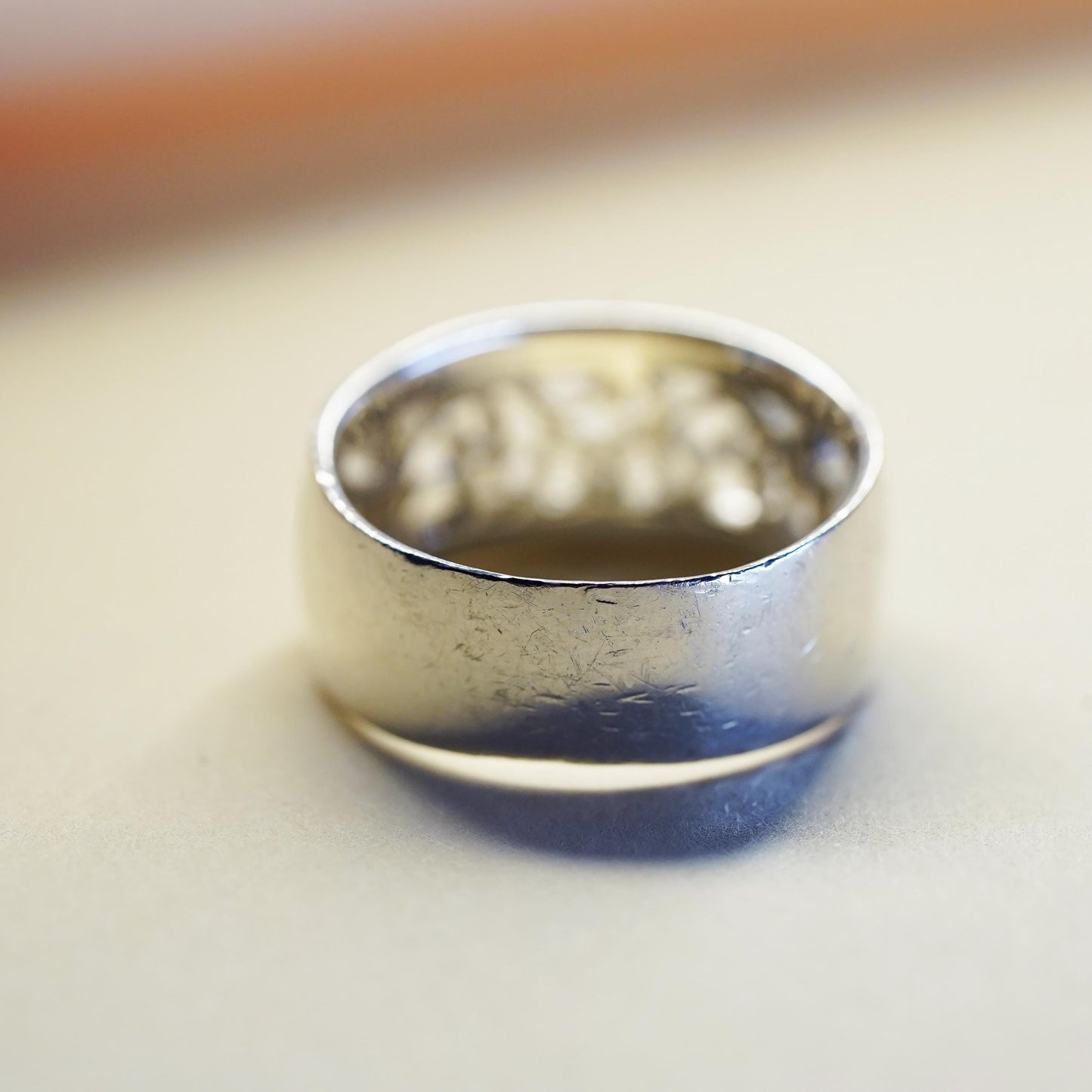 Size 8, vintage Sterling silver handmade ring, 925 band with Filigree swirl