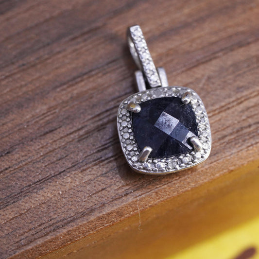 Vintage DBJ Sterling 925 silver pendant with natural sapphire diamond details