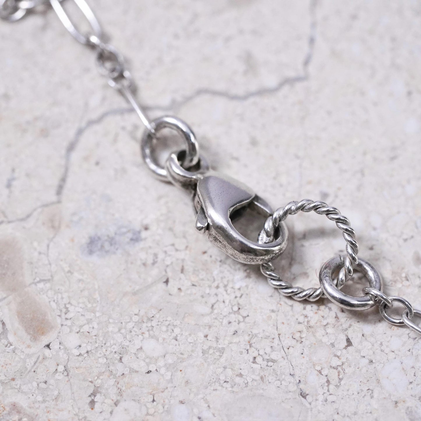 16”, vintage Sterling silver necklace, 925 figaro chain with compass pendant