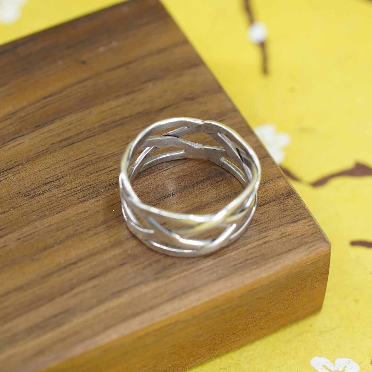 Size 11.5, vintage Sterling silver handmade ring, Modern 925 wavy band