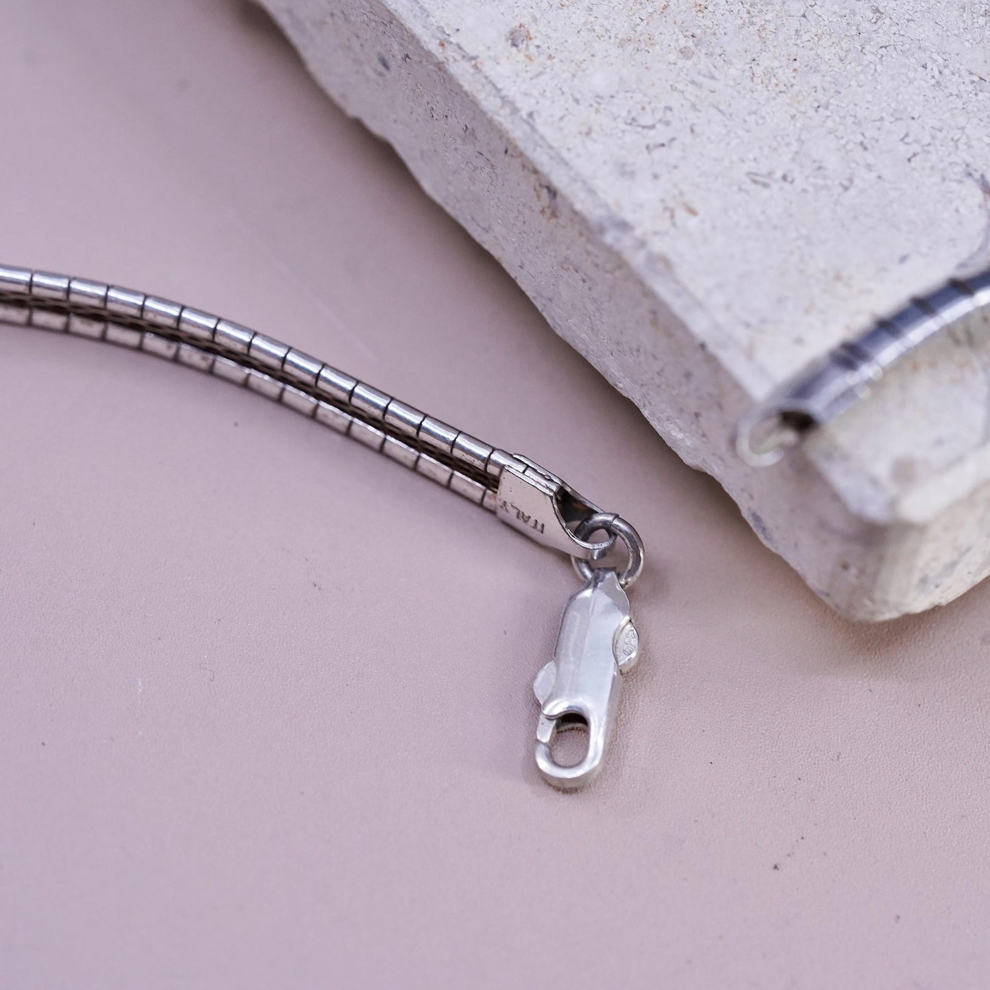 18", vintage Italian Sterling silver handmade necklace, 925 silver omega chain