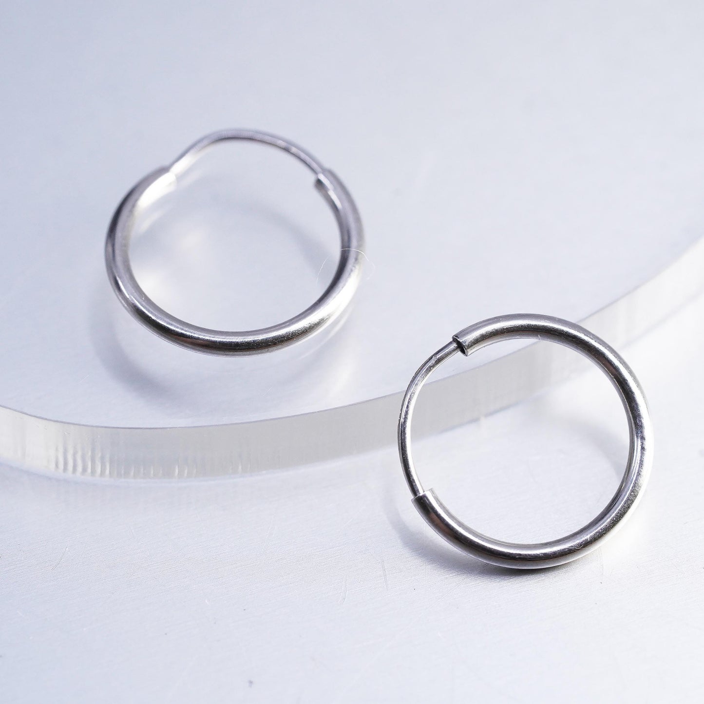 0.5”, vintage Sterling silver handmade earrings, 925 hoops