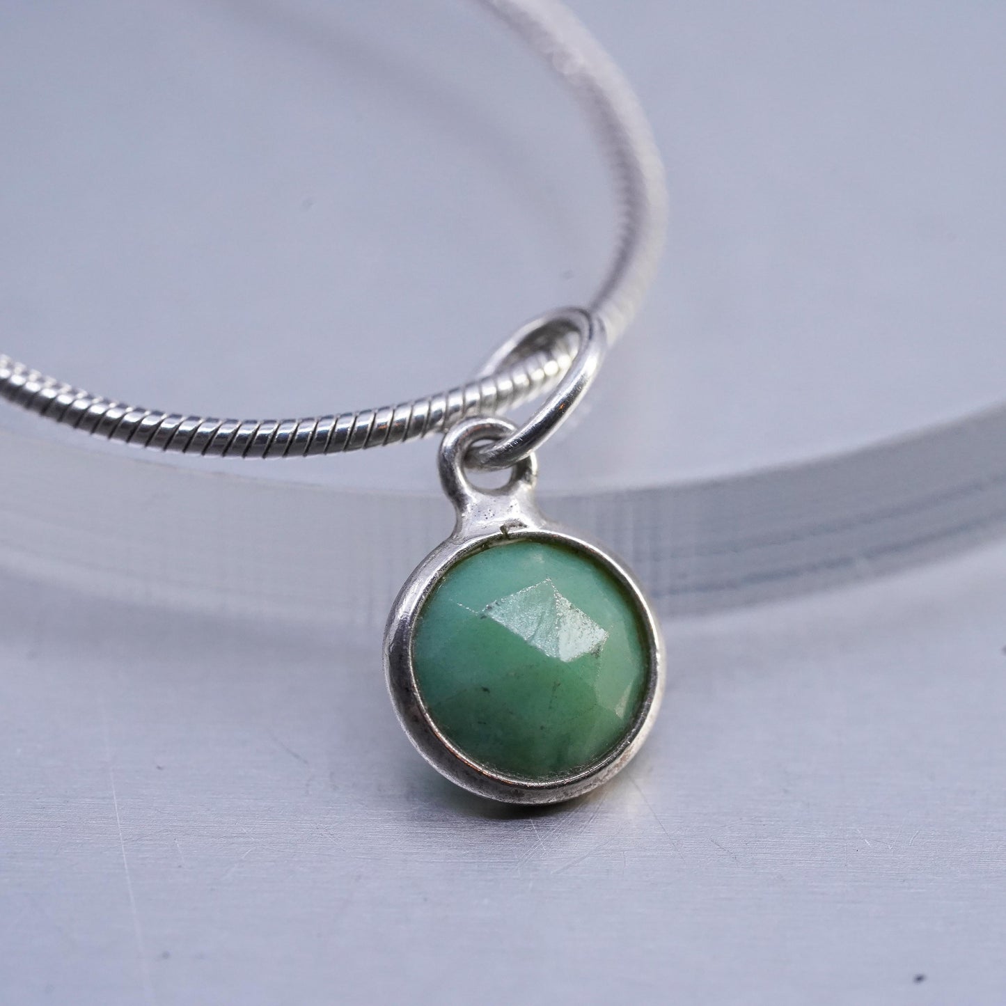 18", vintage Sterling 925 silver handmade snake necklace with turquoise pendant