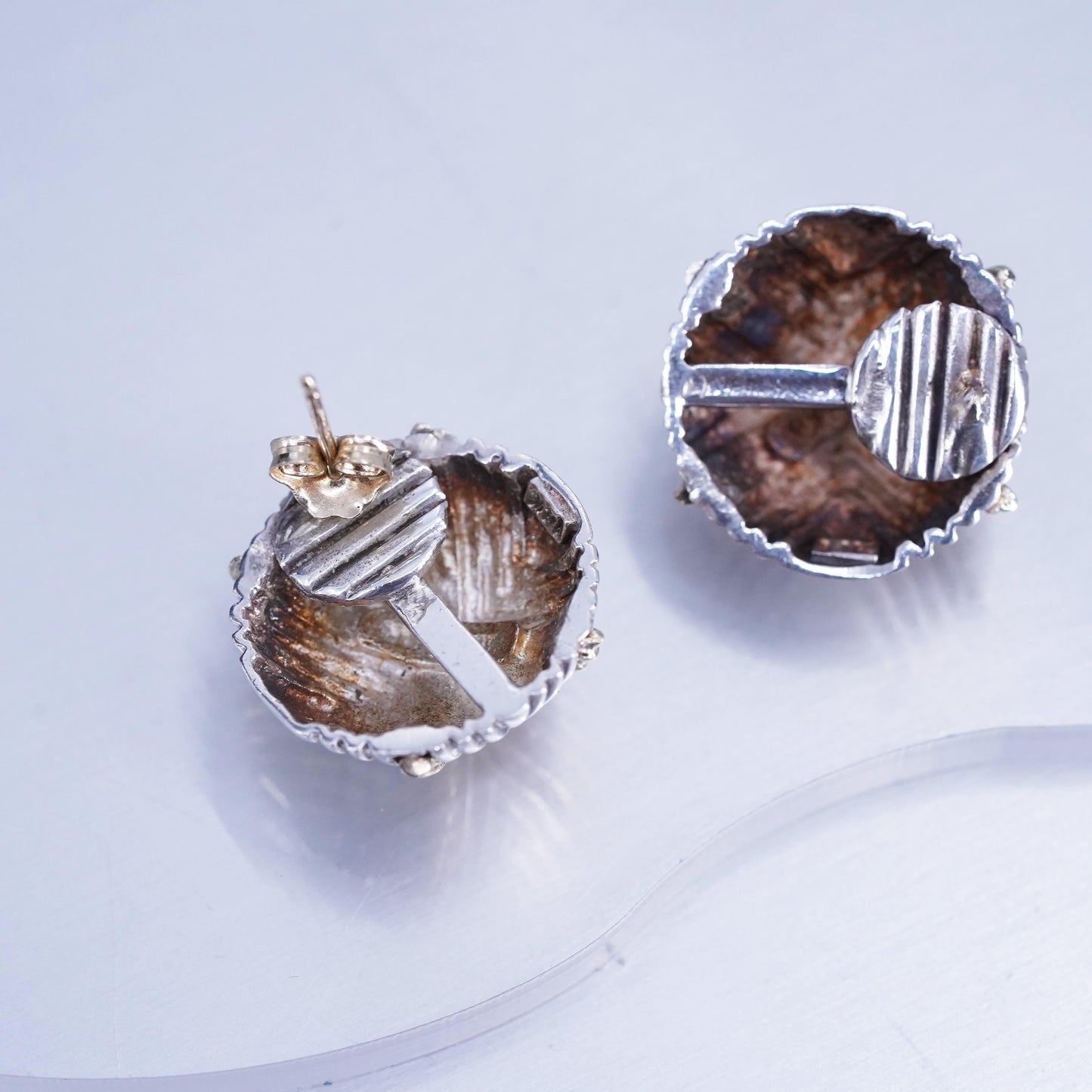 designer MB 14K yellow gold cable Sterling 925 silver handmade earrings, studs