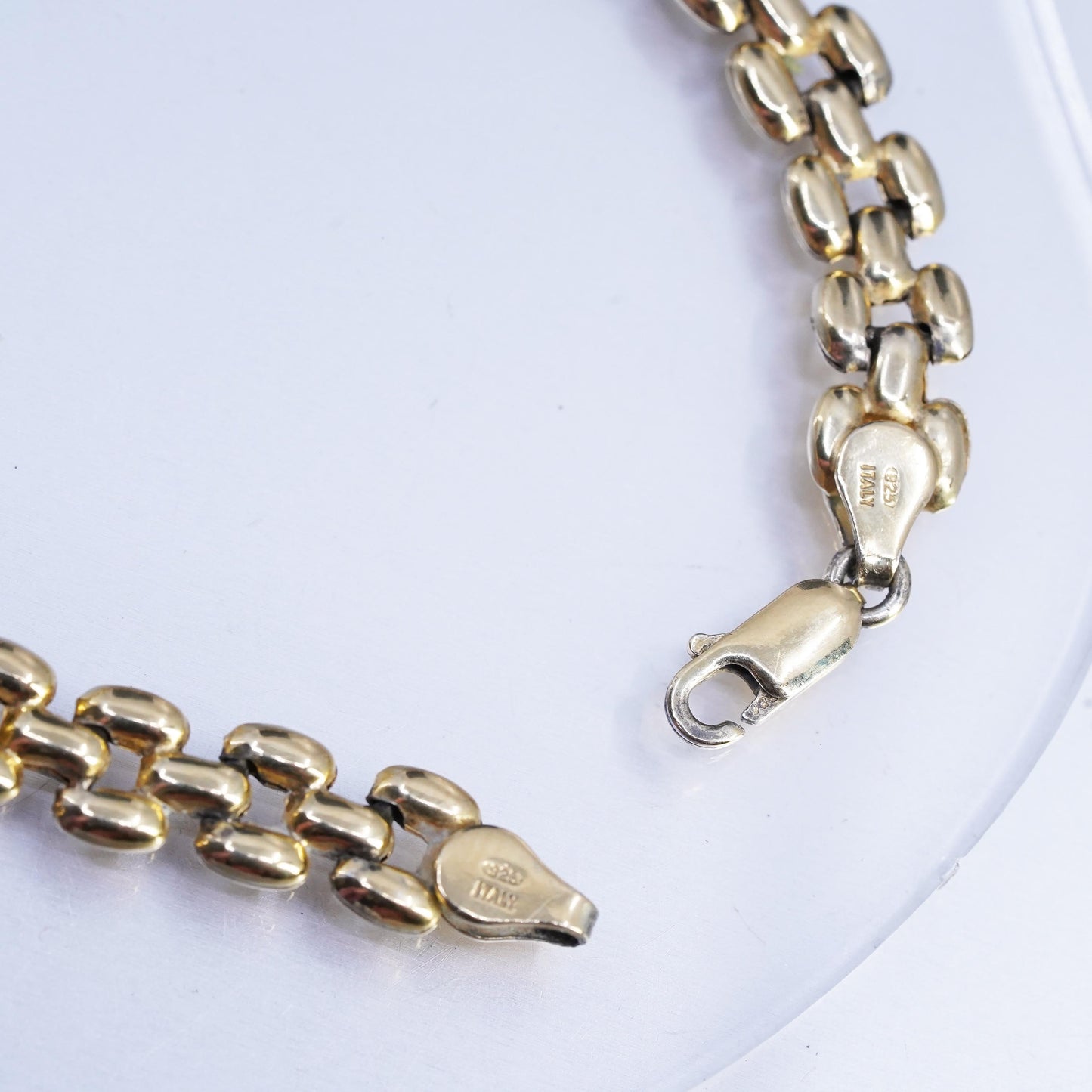 17", Milor Italy vermeil gold plated Sterling 925 silver puffy anchor necklace
