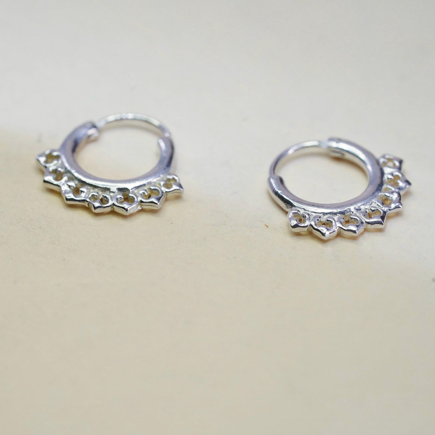 10mm, Vintage sterling silver loop earrings, fashion, fine 925 silver hoops