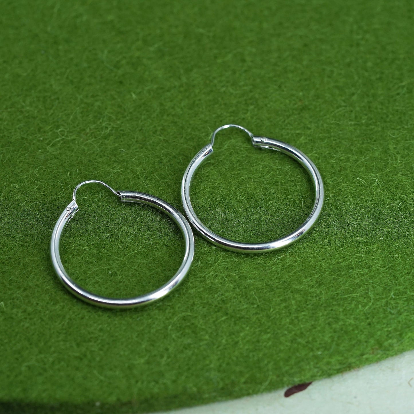 1” Vintage sterling 925 silver earrings, fashion minimalist primitive hoops