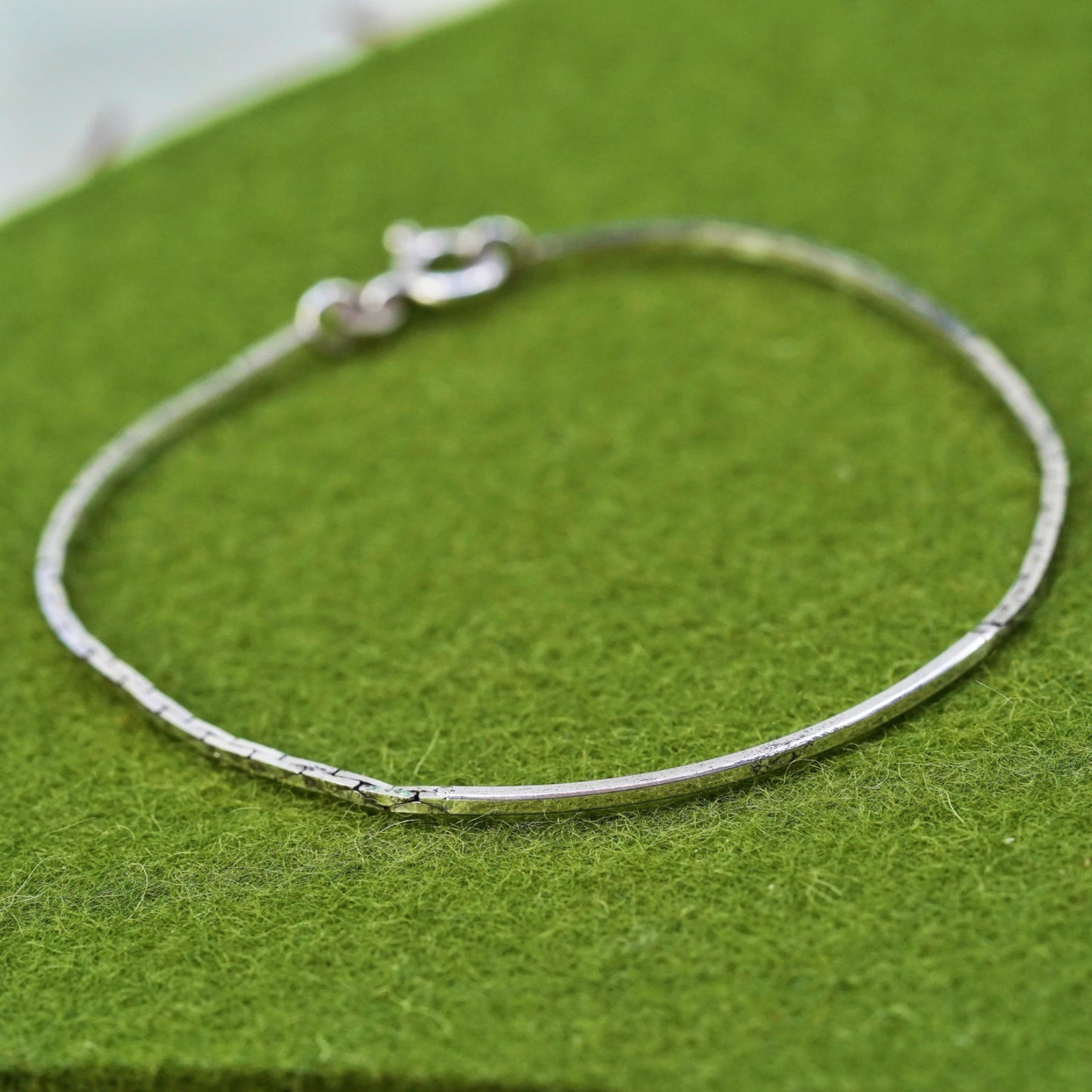 7.5” 1mm, vintage Sterling silver bracelet, 925 silver square snake chain