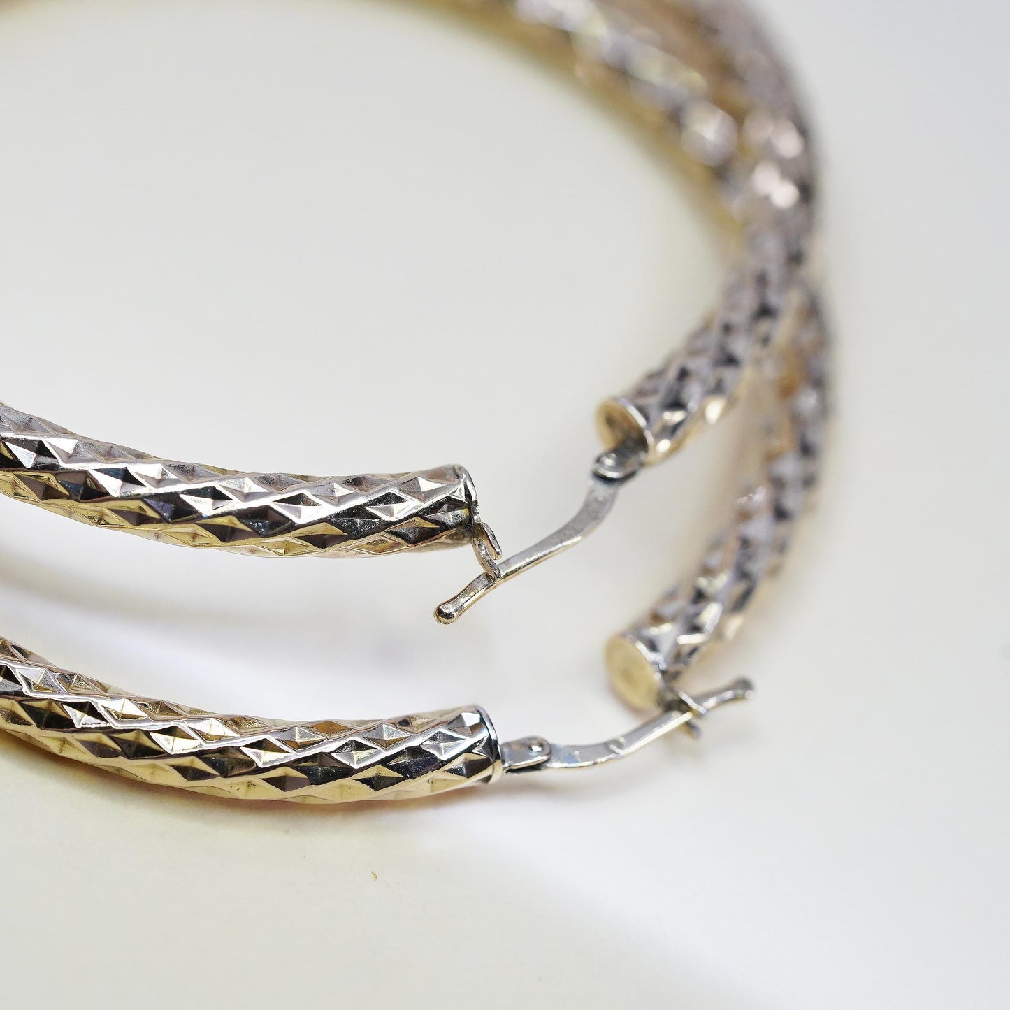 2.25”, Italian Vior yellow gold plated sterling silver 925 hoops earrings