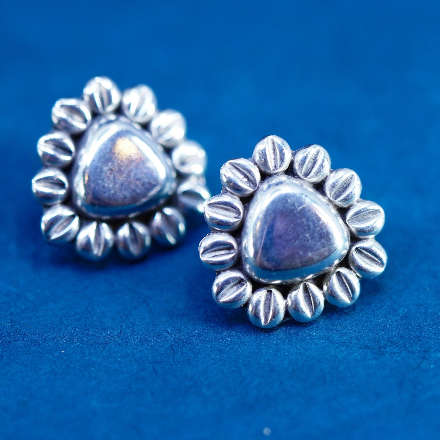 Vintage Mexican Sterling silver handmade earrings, 925 studs