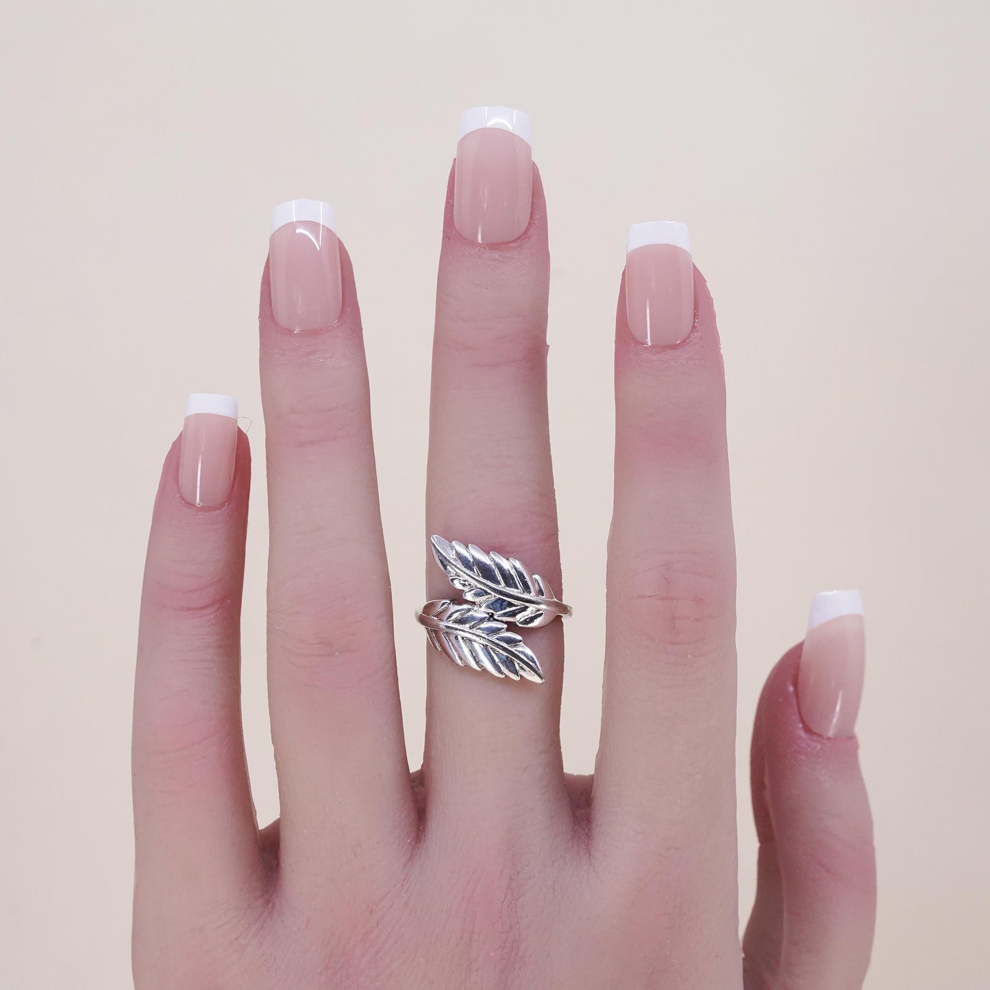 Size 5.5, vintage Sterling silver handmade ring, 925 leaves band