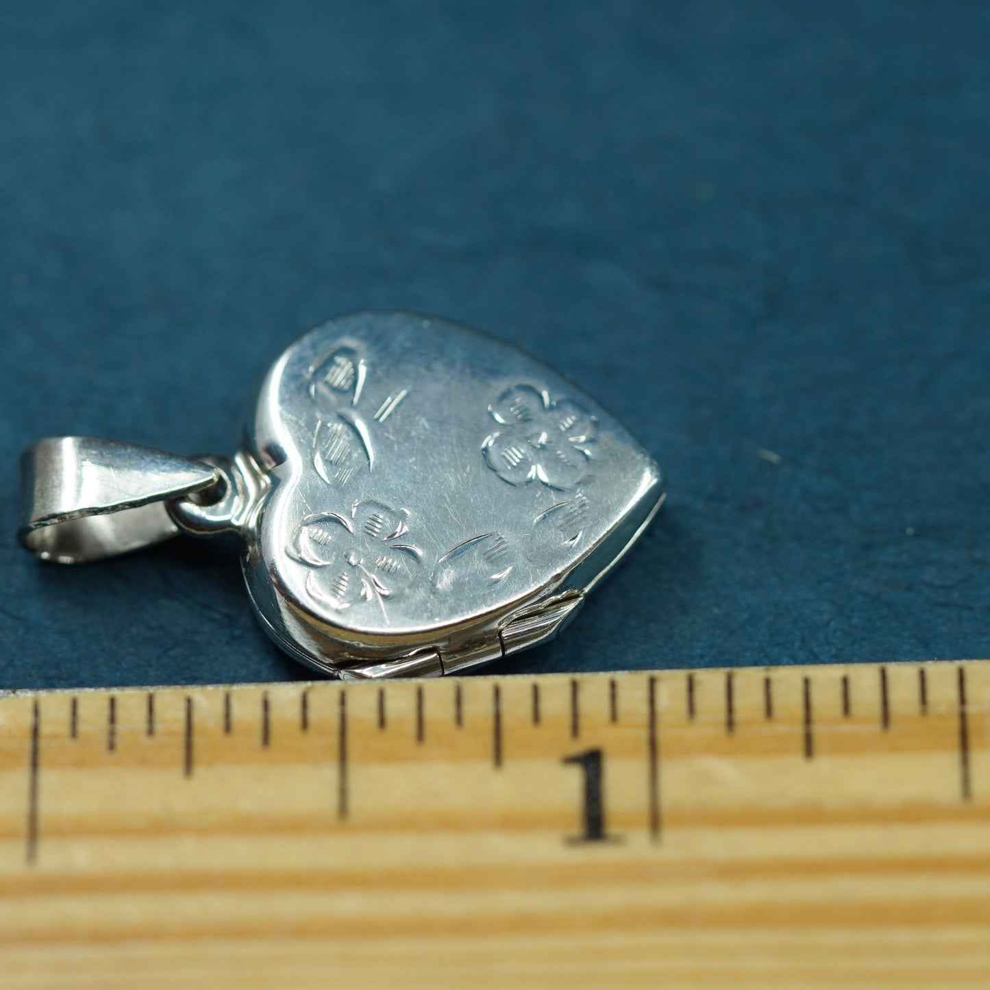 Vintage Sterling silver handmade pendant, 925 heart photo locket