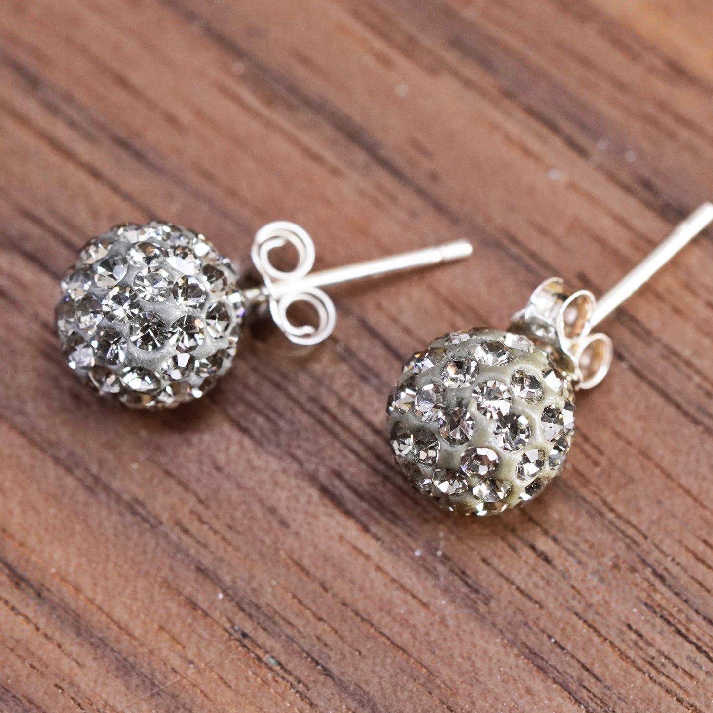 Vintage Sterling 925 silver cluster Cz studs, Swarovski earrings