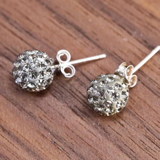 Vintage Sterling 925 silver cluster Cz studs, Swarovski earrings