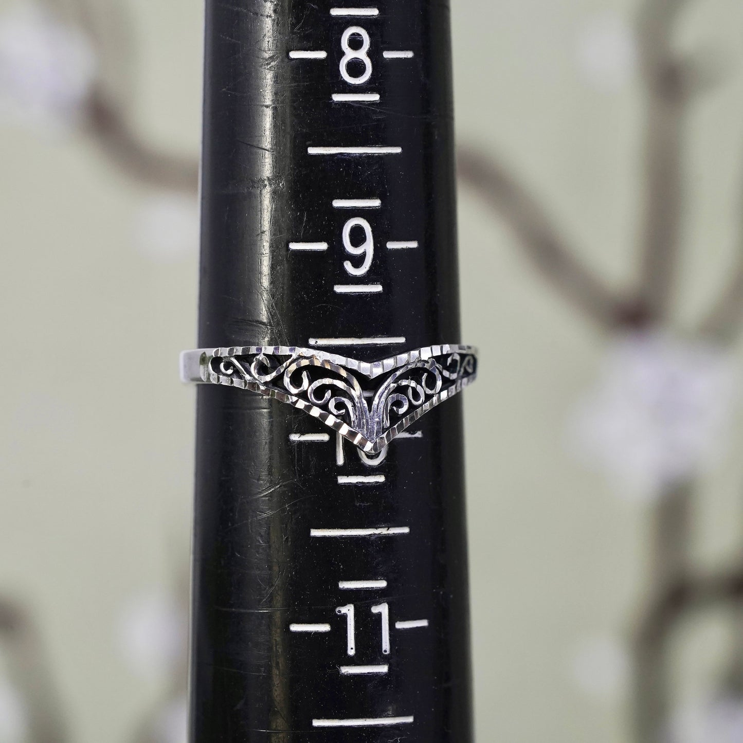 Size 9.5, vintage sterling silver handmade ring, 925 band with filigree details