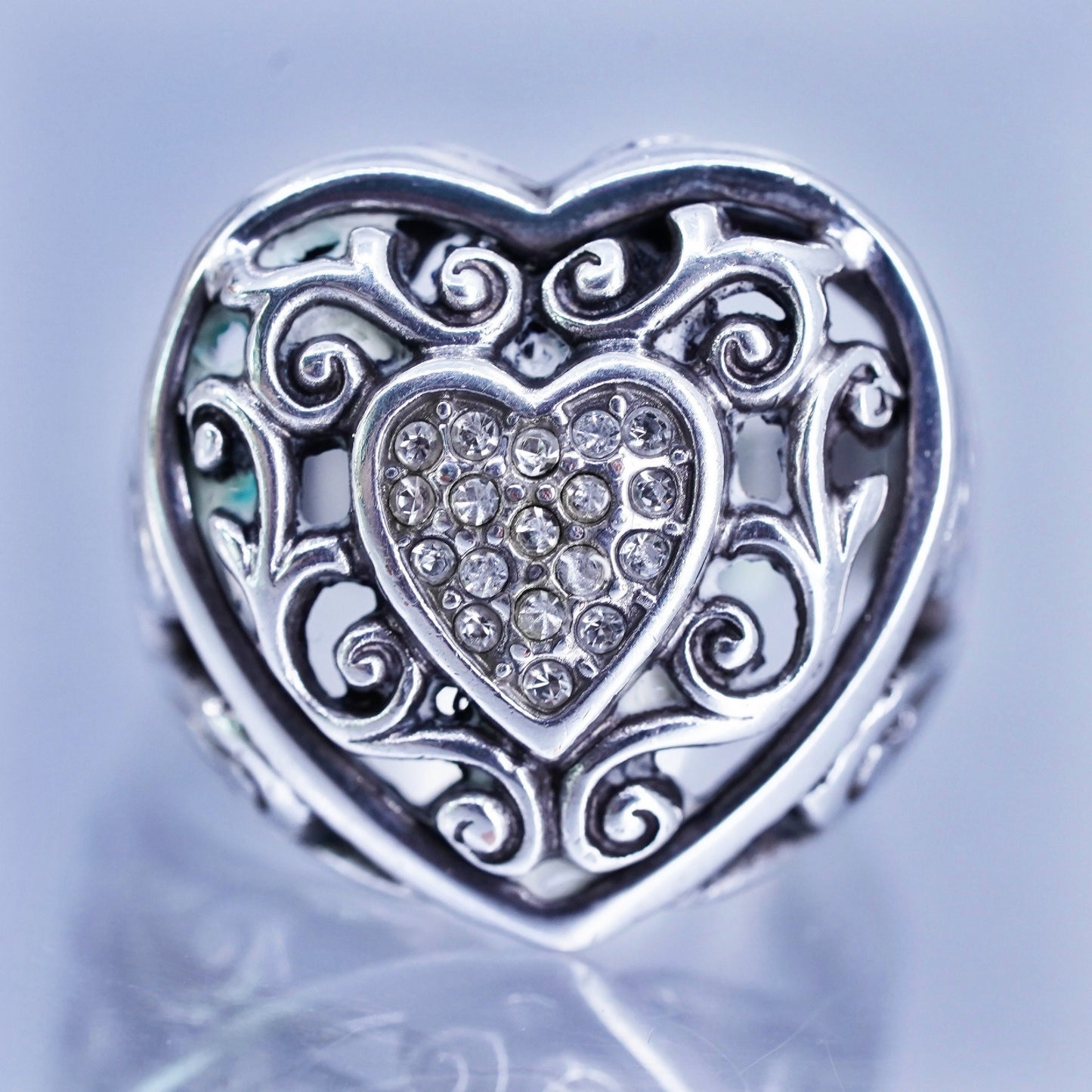 Size 8.5, Brighton Sayan Sterling silver ring, engagement ring, 925 silver CZ